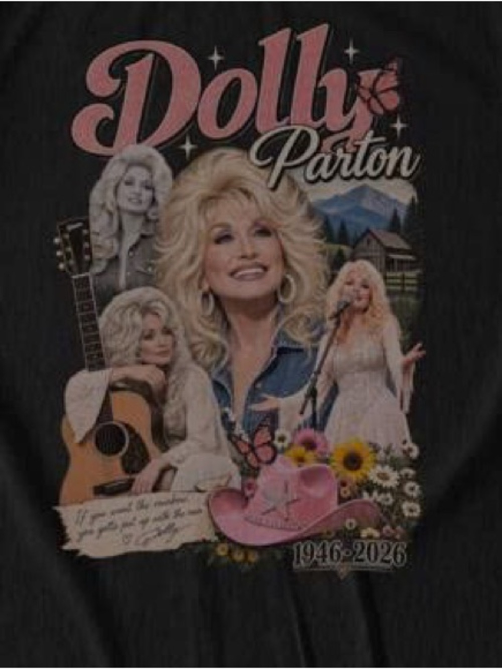 Dolly Parton Black Dolly Parton Graphic Tee with Pink Accents - Picture 2 of 2